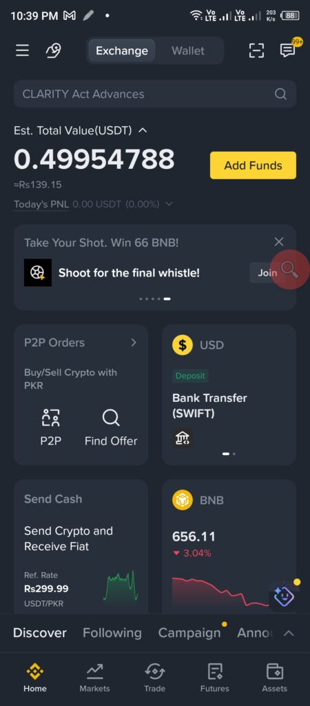 Binance Home page image