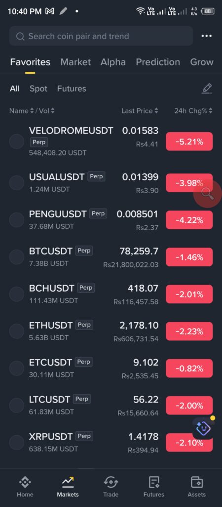 Binance market page image