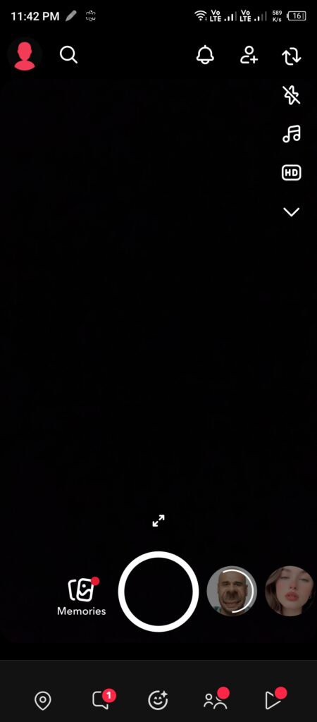 Snapchat Home page