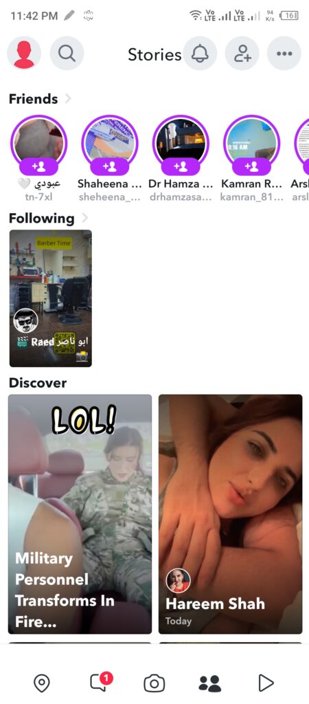 Snapchat setting page