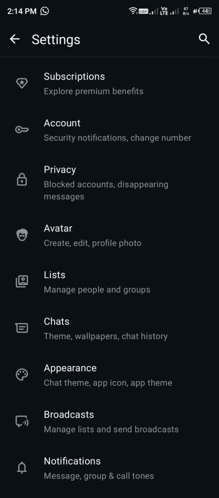 Whatsapp setting image